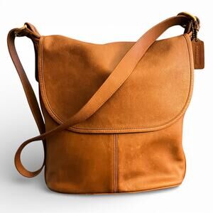 Vtg 1994 COACH Whitney 4115 Flap Crossbody Bag British Tan Leather Made in USA